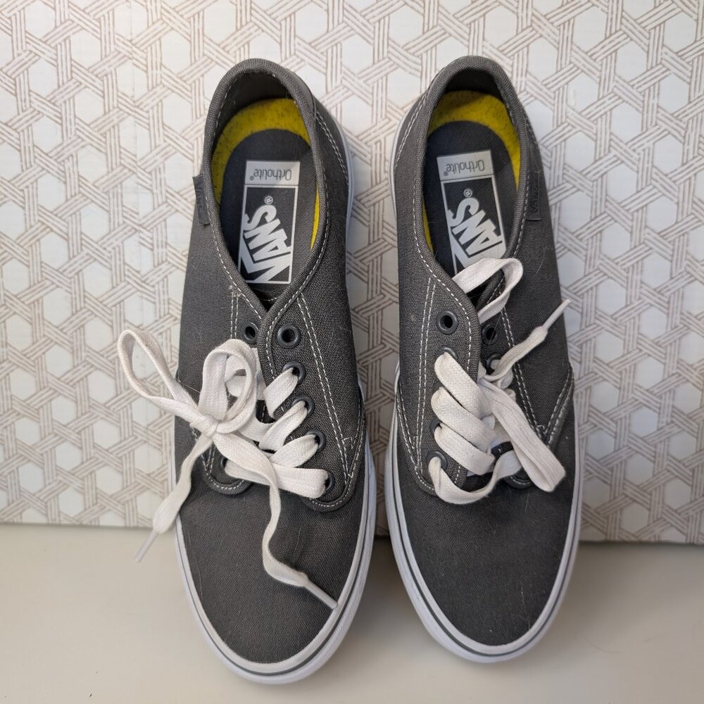 Vans Off The Wall Ortholite Sneakers Women's Size 8.5 Grey 721356 Lace Up Canvas